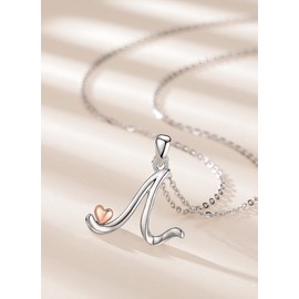 CELESTIA Gifts for Teen Girls Silver Initial Necklace Letter Pendant N Monogram Necklaces Alphabet Heart Initial Jewelry Women