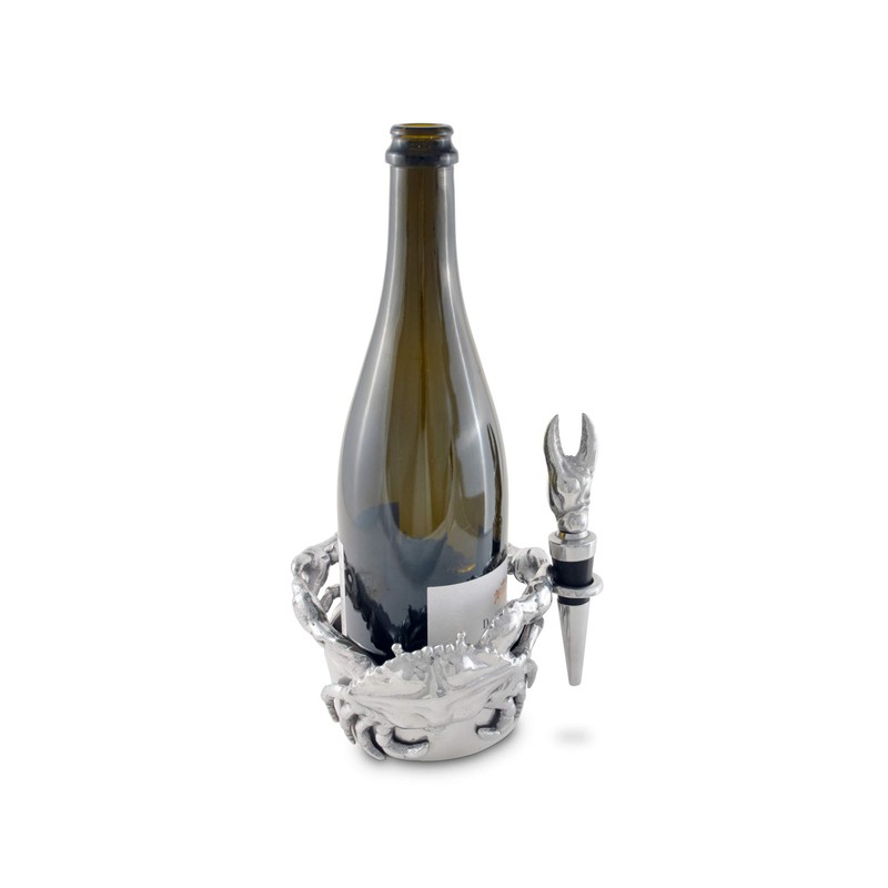 Arthur Court Crab Wine Caddy & Stopper Set by Arthur
