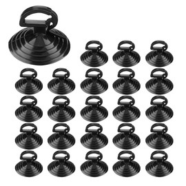UHANBUT 24PCS Car Glass Windshield Sunshade Suction Cups, Mini Pull Ring Automotive Window Sucker Hook, PVC Vehicle Sun Visor Adsorption Holder for Car, Bathroom, Kitchen (Black/Suction Cup)