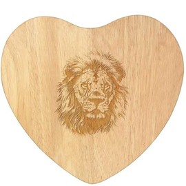 'Lion Portrait' Wooden Heart Shaped Chopping/Cutting Board (WB00081057)