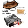 RUNSOON PVC Trendy Tote Bag for Women, Kraft Paper the