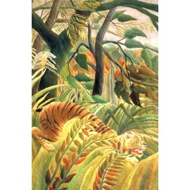 Henri Rousseau Tiger in a Tropical Storm (1891), 120 Pages, 6” x 9” Lined Paper Journal/ Diary/ Notebook, Paperback cover: Ideal for journaling, ... for Art Lovers, Adults, College Students