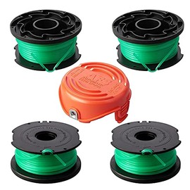 Eyoloty SF-080 Trimmer Replacement Spools Compatible with Black Decker SF-080-BKP GH3000 GH3000R LST540 LST540B Weed Eater 20ft 0.080" Edger Refills with 90583594 Cover Cap (4 Spool, 1 Cap)