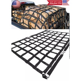 SDeelCase 66"x 50" Heavy Duty Cargo Net Webbing + Cam Buckle For Truck Bed Utility Trailer