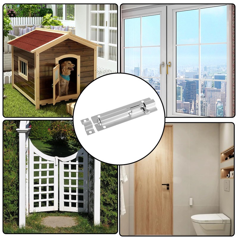 ASelected 8PCS Gate Bolt Lock 4In(100Mm) Stainless Steel Door Lock