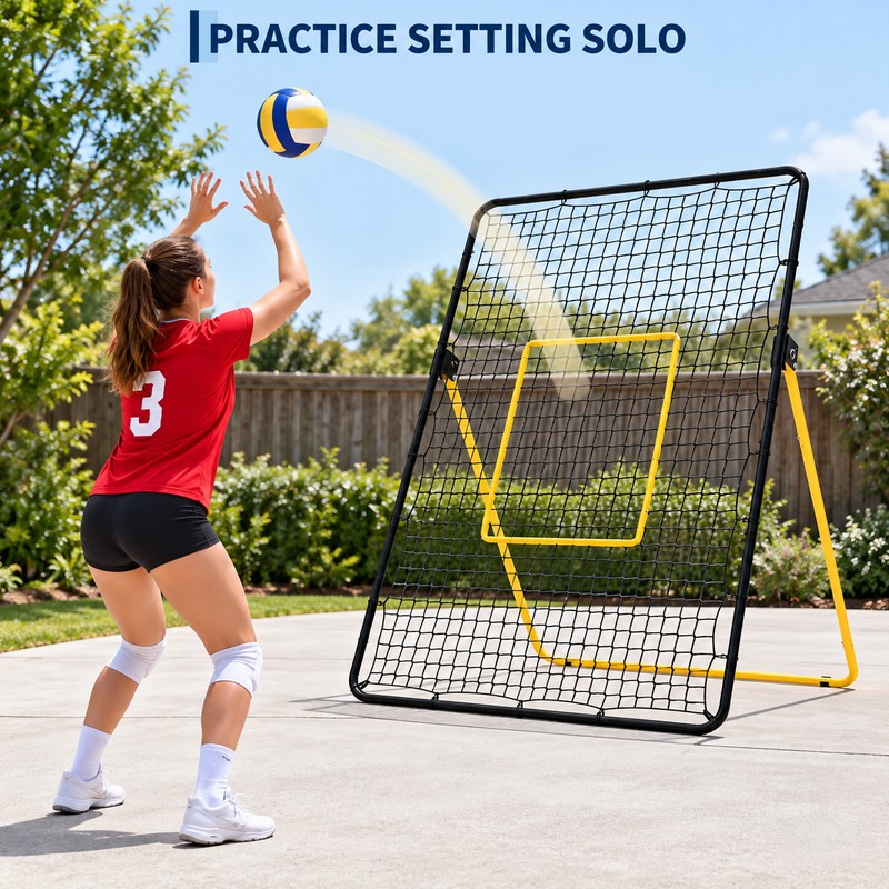7 x 4 FT Volleyball Rebounder Net with 5 Adjustable