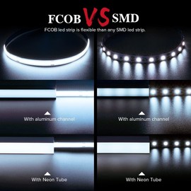 BTF-LIGHTING FCOB COB Cool White 6000K Flexible High Density Light Dimmable LED Strip CRI90 +10M 336LEDs/m DC24V 8W/M 8mm Wide Flexible FOB LED Strip for DIY Interior Lighting Projects