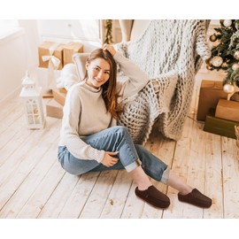 KuaiLu Womens Clog Slippers Cozy Suede Warm Plush Lined Arch Support Faux Fur House Ladies Bedroom Slippers Comfy Orthopedic Memory Foam Plantar Fasciitis Home Indoor Outdoor Shoes Brown US7