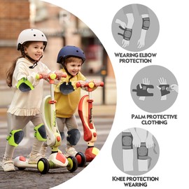 NEOVSUNY Children's Knee Pads, Inline Pads, Children's Protector Set, 3-8 Years, Adjustable Knee Pads, Protective Equipment for Skateboard, Scooter, Skating, Skiing, Outdoor Sports