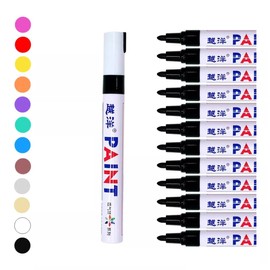 Plumon Rotulador Marcador Arte Llanta Letra Moto Carro Bicicleta 12 piezas Tuning Pintura Colores Neumático (Negro)