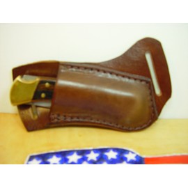 Leather Buck 110 or 112 Knife Sheath (Light Brown) RIGHT-HAND Draw. The Genuine Water Buffalo Leather Is Very Soft and Pliable that will last a very long time.