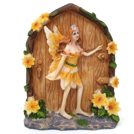 Spirit of Equinox Colourful Miniature Fairy Door Sparkly Glitter Home and Garden Figurine Ornament (Yellow)