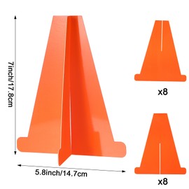 Affrolling 8 Pcs Small Orange Traffic Cones 7 Inch Hard Cardboard Race Cones for Racing Car Birthday Party Decorations Table Centerpieces Supplies Gifts