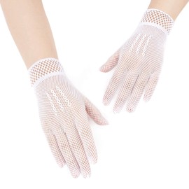5 Pairs Short Lace Gloves Summer Ladies UV Protection Gloves Crochet Vintage Bridal Wedding Gloves Outdoor Women Cycling Driving Gloves Wrist Cover Elegant Mitts Evening Opera Stretchy Party Gloves