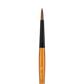 Pan Art Round Brush Synthetic Sable No.08 - Watercolour Painting Brush - 1 Piece, Brown