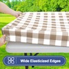 Smiry Picnic Table Cloth 2 Pack, Waterproof Elastic Fitted Tablecloths