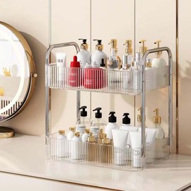 FRTKYGY 3-Tier Acrylic Storage Rolling Cart,Clear Bathroom Cart Organizer, Transparency Laundry Room Organization Mobile Shelving Unit Multifunction Rolling Utility Cart for Books, Snacks & More