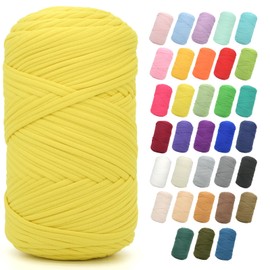 400G Tshirt Yarn for Crocheting,Chicken Yellow T Shirt Chunky Elastic Fabric Thick T-Shirt Crochet Yarn for Beginners Crocheting Hand Knitting Bag/Basket/Coasters/DIY Crafts/Home Decor