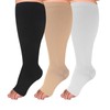Fjquamitix 2-3 Pack Wide Calf Compression Socks (Black*Nude*White, 3Xl)