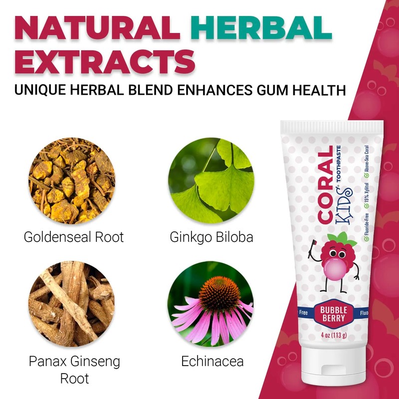Coral White Coral White Kids Bubble Berry Fluoride Free Toothpaste