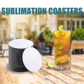 Souhgaue 35Pcs Round Sublimation Blank Coasters Sublimation Blank Cup Mat Sublimation Heat Transfer Coaster Heat Press