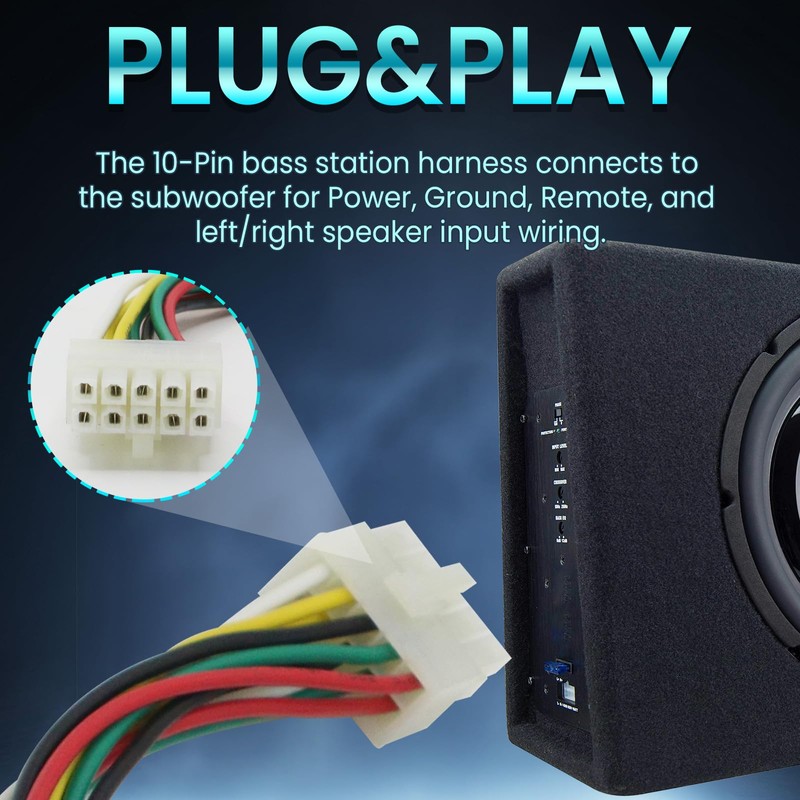 10-pin Harness Plug Compatible with Kicker BassStation Hideaway 11HS8 46HS10