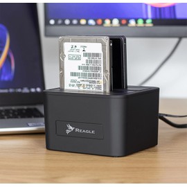 Reagle Dual SATA Docking Station - Supports 2X HDD/SSD up to 16TB, Offline Cloning, SuperSpeed USB 5Gb/s, Plug & Play, Compatible with Windows & Mac OS