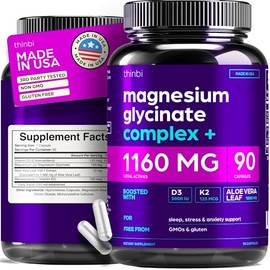 Glicinato Magnesio 1160 Complejo Aloe Vera Cápsulas Alta Absorción Laxante Apoya Función Muscular Metabolismo Saludable Fórmula Quelada