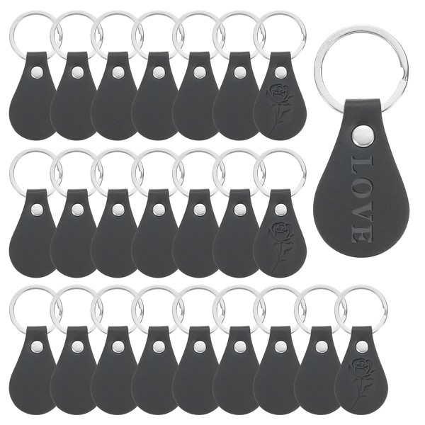 PATIKIL 24Pcs Leather Key Fob Kit, Round PU Leather Keychain