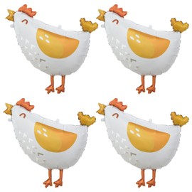 DazzJoy Huhn Luftballons Geburtstag, 4 Stück XXL Luftballon Tiere Ballons Hahn, Huhn Folienballon, Hühner Ballon Tiere für Bauernhof Geburtstag Deko, Kindergeburtstag Deko Junge Mädchen