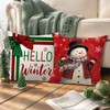 FUYUCHEN Merry Christmas Pillow Covers 18x18 Inch Snowman Hello Winter