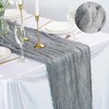 Gzcvba Cheesecloth Sparkly Table Runner 35x120 Inches Gauze Boho Rustic