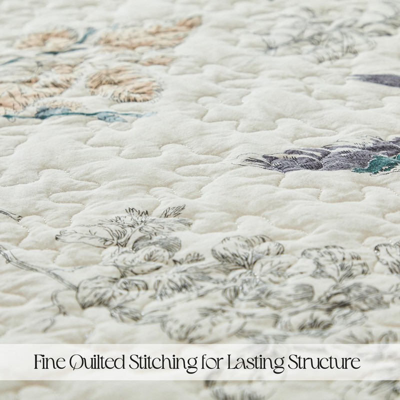 100% Cotton Queen Size Bedspread Beige Oversized 60x80 + 30in