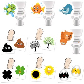 9 x Toilet Stickers/Toilet Stickers, 4 x Favourite Animals + 5 x Magic Stickers as Potty Trainer to Help Children Aim Better in the Toilet - Discolouring Stickers, Fun and Helpful