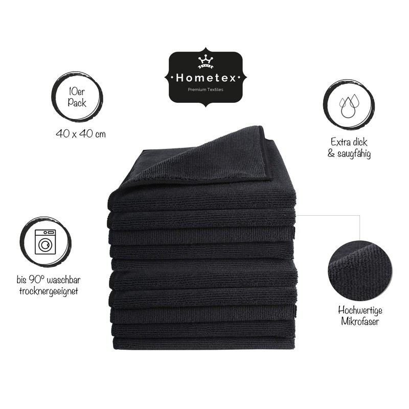 Home-Tex Premium Microfibre Cleaning Cloth, Extra-Absorbent 300 g/m², High-Quality Microfibre