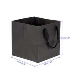M METERXITY 12 Pack Square Paper Bag - Floral Bundle Wrapping Pouch with Handle Apply to Party Favor, (6"x6"x6" Black)
