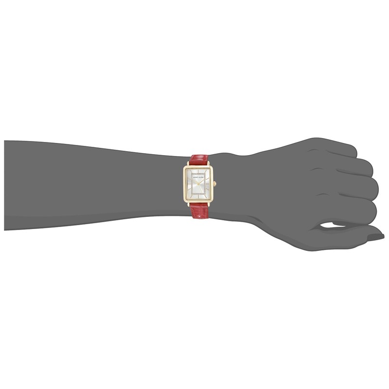 Anne Klein AK/3820 Women's Crocodile Embossed Glitter Accents Watch, Red/Gold,
