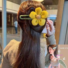 미미샵R Large Big Flower Hair Clip with Wool Pin - TUV961