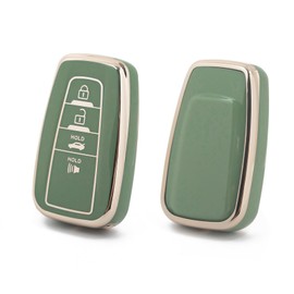Xotic Tech 2X Green TPU Full Seal Protect 4-Button Keyless Entry Anti-dust Key Fob Shell Cover Holder Compatible with Toyota Camry RAV4 C-HR Avalon Corolla Highlander Kluger Prius Prime PHV 86 / GT86