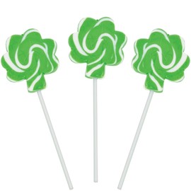 Shamrock Swirl Suckers for St. Patrick's Day - 12 Individually wrapped lollipops - Leprechaun St. Pat's Day Candy and Party Supplies
