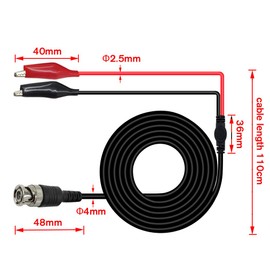 Amadget BNC Q9 to Double Alligator Clip Test Cable Probe Leads Oscilloscope Test (Pack of 2)