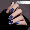 TELAIN Press On Nails Short, 24 Pieces Blue Cat Eyes