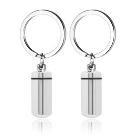 JJMOLLE Cremation Jewelry for Ashes Pendant Urn Necklace Keychains Cylinder with Silver Stainless Steel Keepsake Ashes Memorial Jewelry (2PCS)