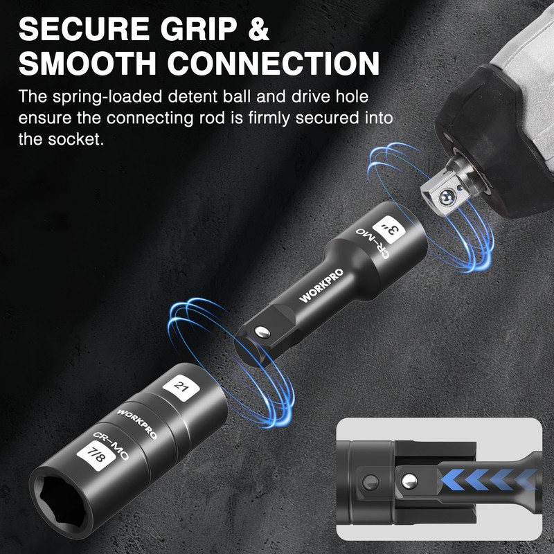 WORKPRO 4PCS Impact Socket Set 1/2" Drive, Lug Nut Socket