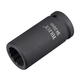 sourcing map 3/4-Inch Drive 24mm 12-Point Deep Impact Socket, CR-MO Steel 78mm Length, Metric Sizes