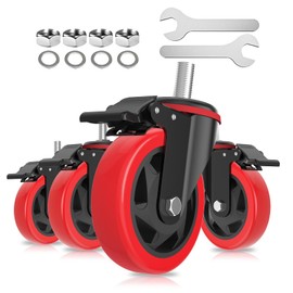 4 Inch Stem Caster Wheels Locking Threaded Stem Casters Set of 4 Heavy Duty, 1/2"-13 x 1(Stem Diameter 1/2",Stem Length 1"), No Noise Swivel Casters Industrial Castor Wheels for Cart, Furniture
