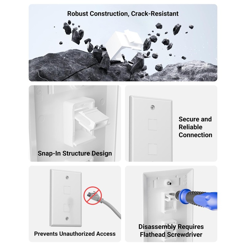 VCE 30-Pack Blank Keystone Jack Inserts for Keystone Wall Plate