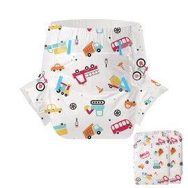 CutiePlusU Adult Nappies, Pack of 2, Disposable Incontinence Briefs with Tabs for Women and Men, Maximum Absorbency Overnight Busy Driver (Medium 28 - 38 inches)