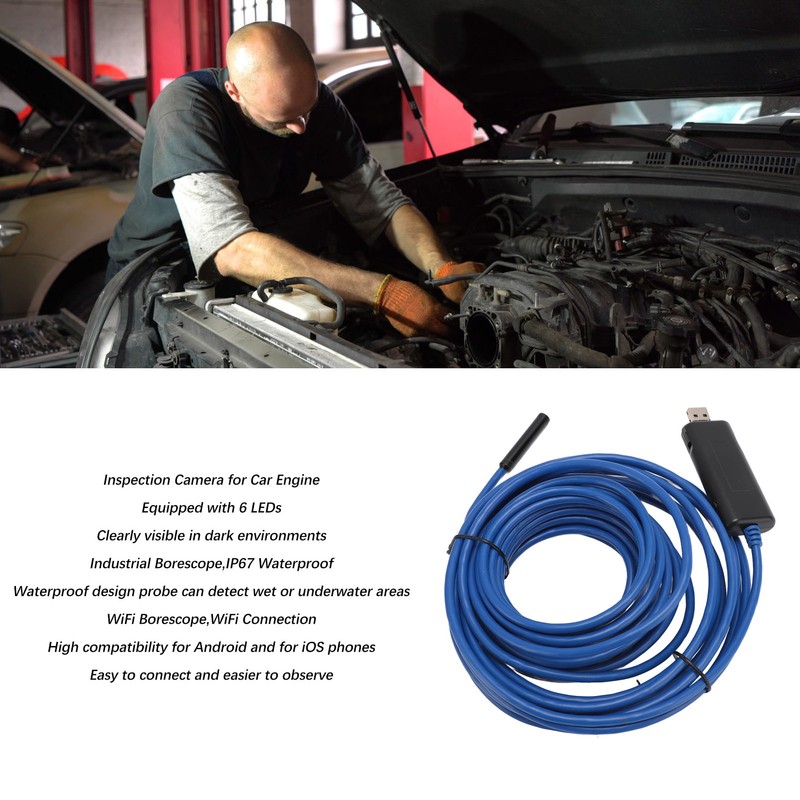 WiFi Borescope 720P Semi Rigid IP67 Waterproof Inspection Camera Wireless