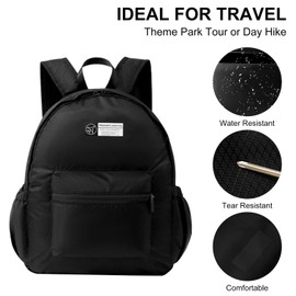 15L Foldable Backpack Lightweight Hiking Rucksack for Women Men Small Water Resistant School Bag Packable Backpack for Outdoor Sports Travelling Walking Camping Hiking (Black)